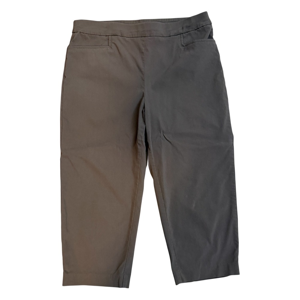 Chico's Perfect Stretch Capri Pants Brown 2 L Women Pull On Cropped Comfort